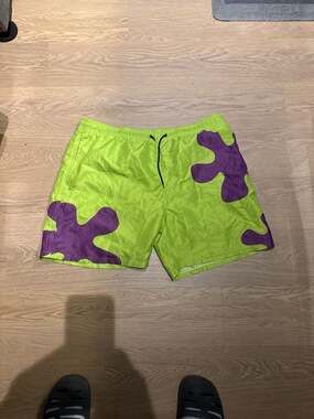 Patrick Star Costume Green and Purple Floral Swim Trunks